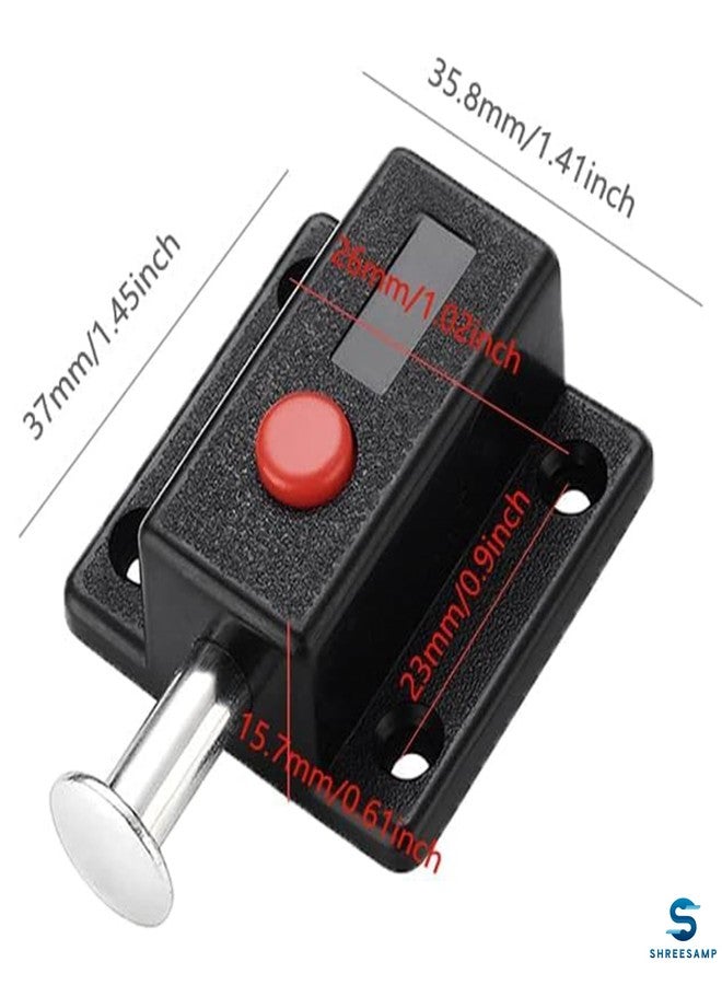 SHREESAMP مجموعة SHREESAMP من 6 أقفال مزلاج أبواب أوتوماتيكية سوداء بنابض بطول 37 مم، مناسبة للنوافذ والأبواب، مزودة بزر ABS متين، مثالية لحلول إغلاق أبواب آمنة ومريحة - Image 2